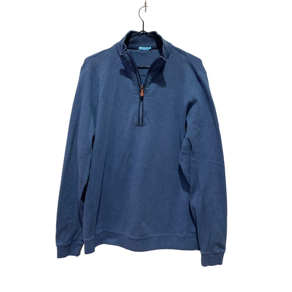 J McLaughlin Sweater Men XL Blue 1/4 Zip Pullover Long Sleeve Pima Cotton